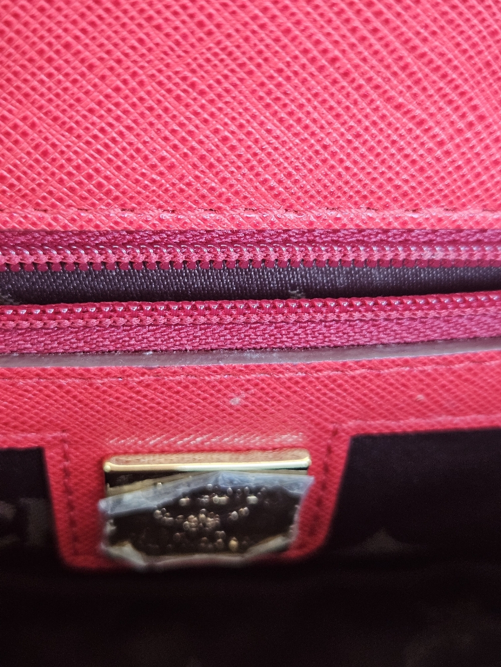 MCM Red Saffiano Leather Shoulder Crossbody Bag - Picture 5 of 10